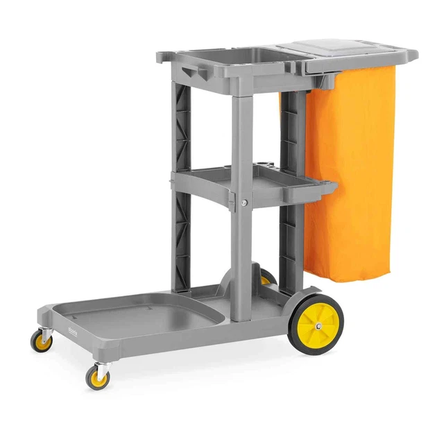 Carrello Multiuso Per Pulizie Con Sacco Biancheria Copertura In Plastica Con