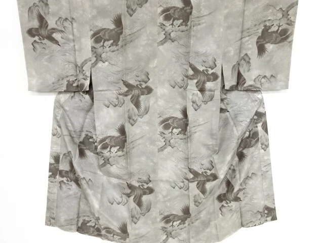 40969# Japanese Kimono / Antique Mens Juban / Rough Waves With Hawk