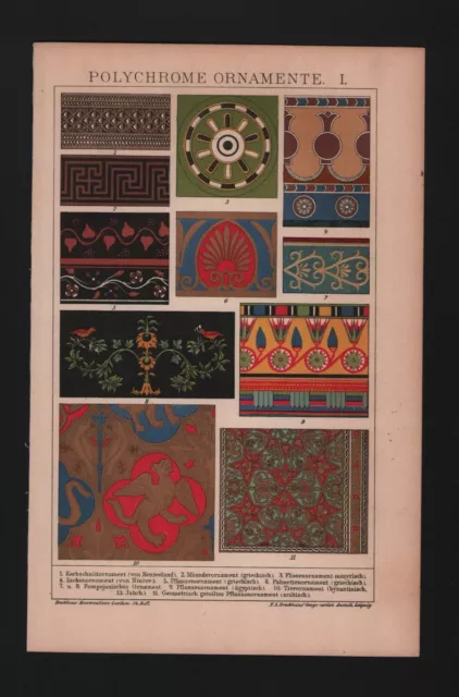 Chromo-Lithografie 1908, Polychrome Ornamente I/II.