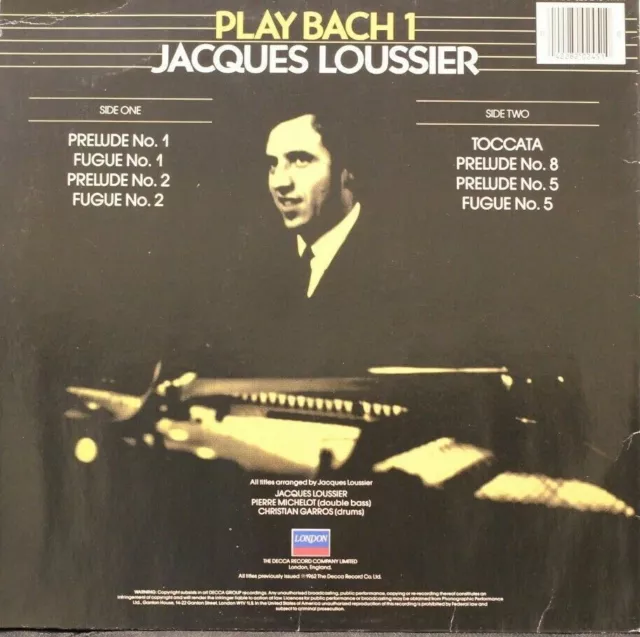 33 t. LP 1962 - réédition du Play Bach N°1 de Jacques LOUSSIER (1959) 2