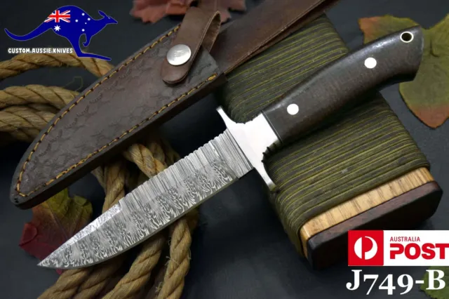 Custom Damascus Steel Hunting Knife Handmade With G-10 Micarta Handle (J749-B)
