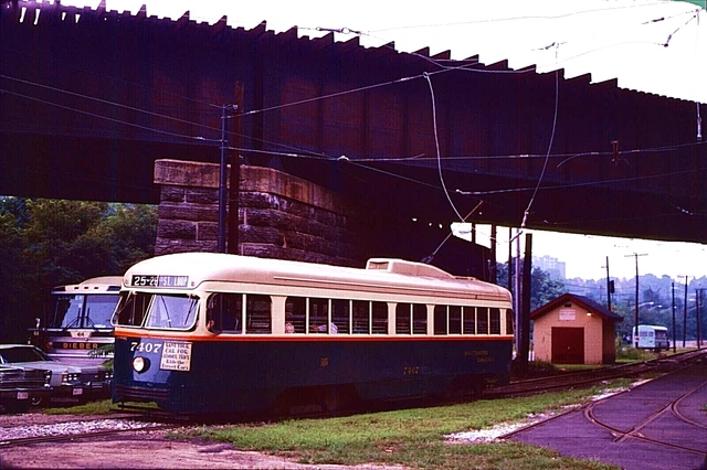 Original Kodachrome Slide Baltimore Trolley Pcc #7407 Baltimore Sept. 1979