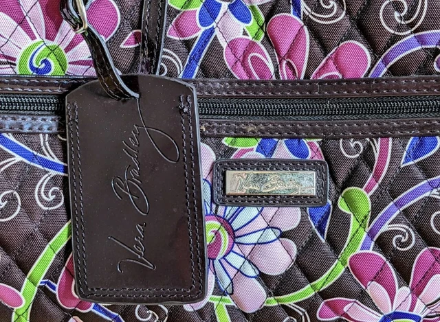 Vera Bradley Purple Punch Rolling Bag Travel Luggage Carry On 17" All Over Quilt 2