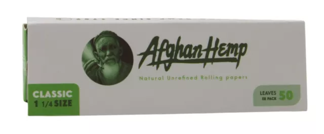 Afghan Hemp Unrefined 1 1/4 Size Papers Classic Smoking 50 Leave Booklet