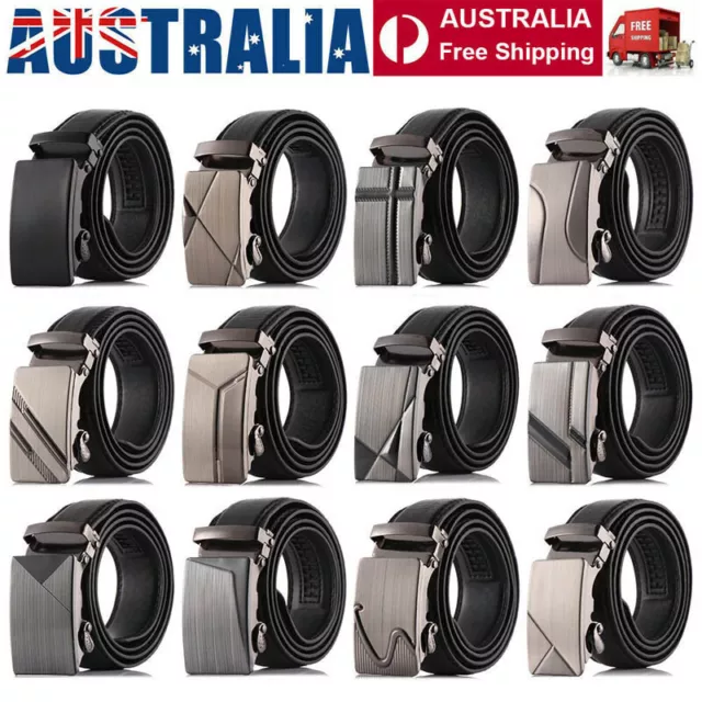 Mens Ratchet Belt Belts For Men Automatic Buckle Real Leather Waistband Straps