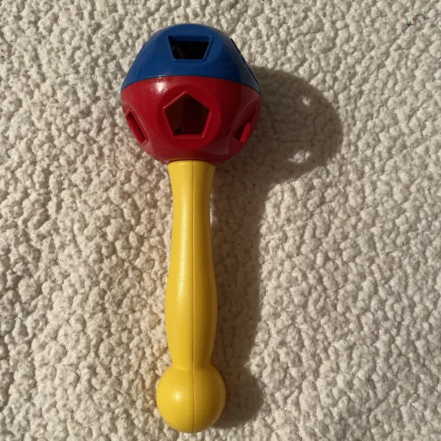 Tupperware Shape O Ball Yellow Blue Red Baby Toddler Rattle Toy Tuppertoy