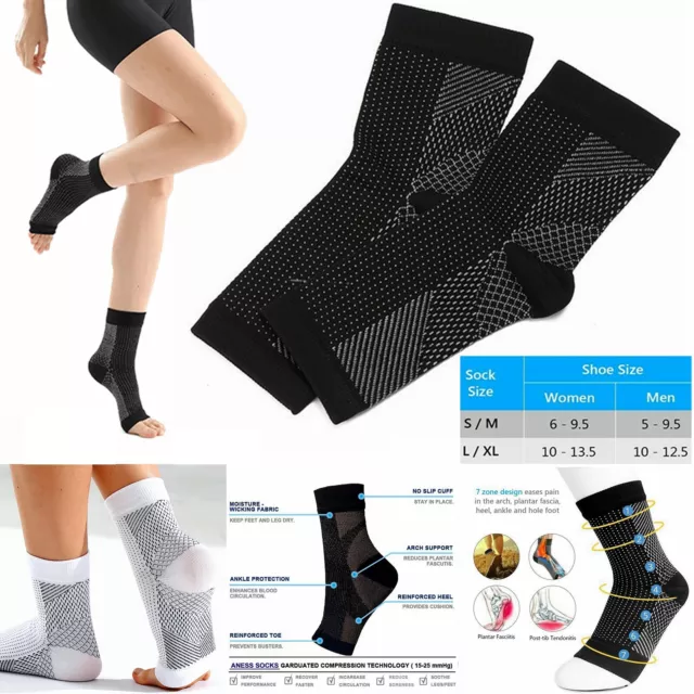 2 x Plantar Fasciitis Socks Heel Foot Arch Support Compression Socks Pain Relief