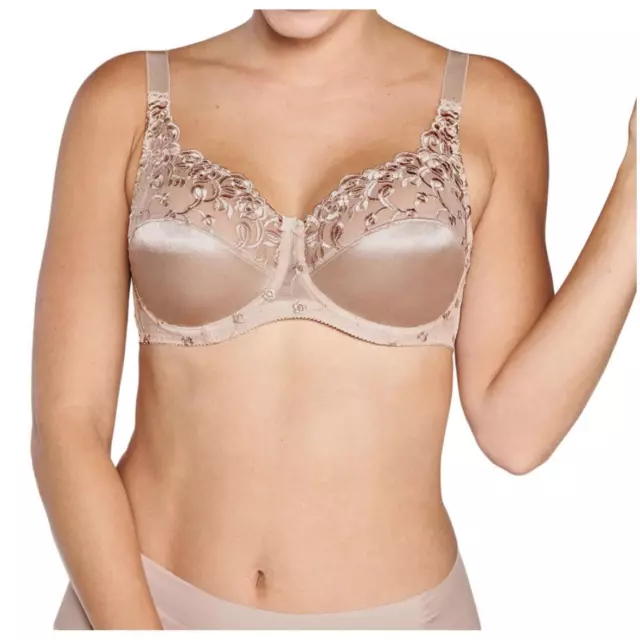 Naturana Damen Bügel-BH mit Spitze Elegant Lace Mittelträger-BH glänzend