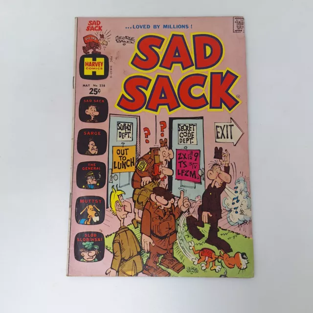 Sad Sack #238 May 1974 Harvey Comics 25 Cents George Baker Military Army Muttsy