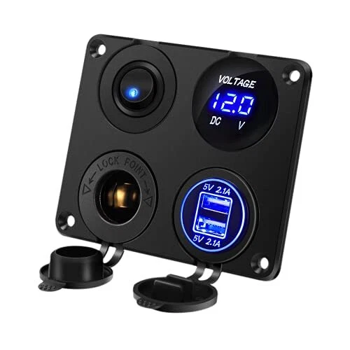 Thlevel Panneau de Commutation de Chargeur de Voiture 4 en 1, Fonction Dual USB