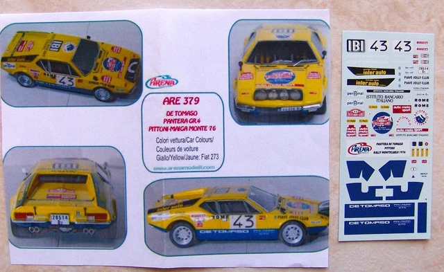 Décalcomanies 1/43 De Tomaso Pantera Groupe 4 Rallye Monte-Carlo 1976 Leo Pittoni