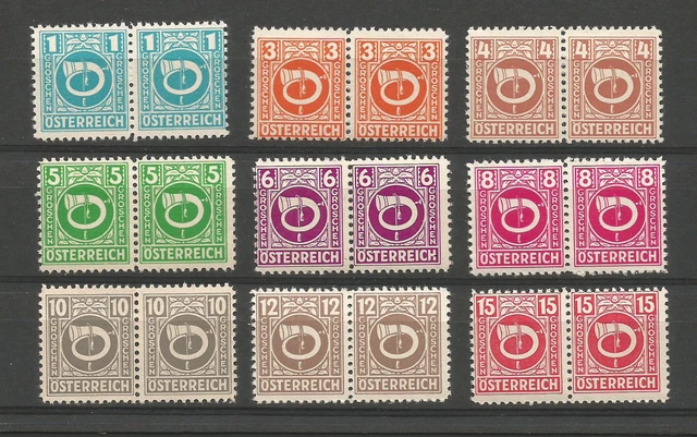 Autriche 1945  2e République 18 timbres non oblitérés en paire /T5137