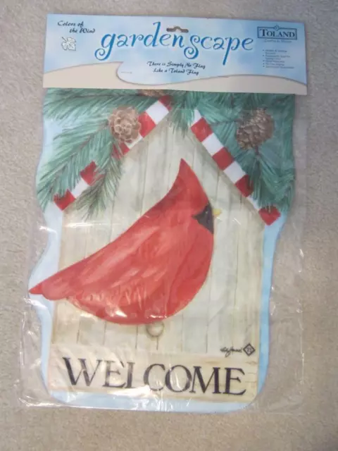NWT/CARDINAL BIRDHOUSE WELCOME Garden Flag/TOLAND/Brand New/PRETTY/