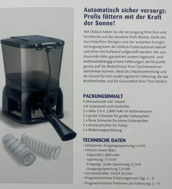 Machine d'alimentation Koi distributeur automatique d'alimentation pour poissons alimentation solaire 10 litres 3