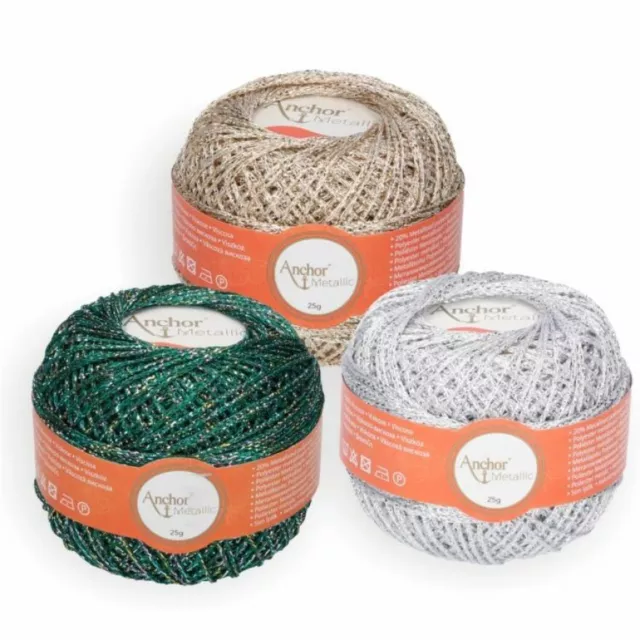 Anchor Artiste Metallic Yarn Sparkle 4Ply Knit Crochet Viscose