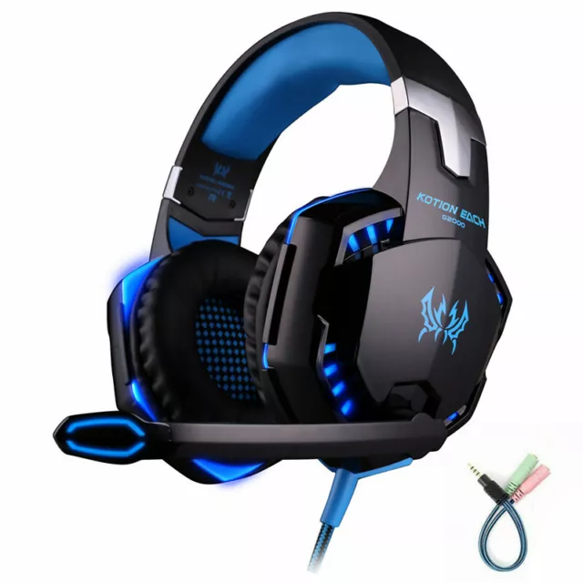 3.5mm Gaming Headset MIC LED Headphones Surround for Iphone PC Mac Laptop  Xbox1