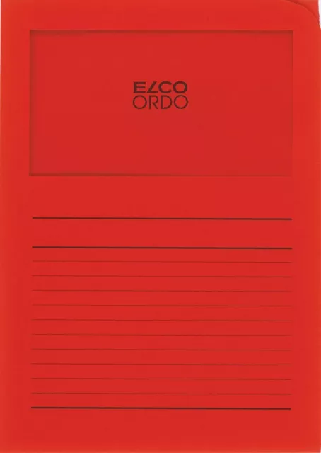 ELCO 7369592 Sichtmappen Ordo classico rot 120g 10 Stück Sichtfenster und Linien