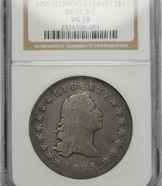 1795 $1 NGC VG 10 BB-21 B-1 Flowing Hair Silver Dollar PROBLEM FREE