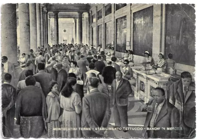 CARTOLINA DI PISTOIA ,MONTECATINI TERME - STABILIMENTO TETTUCCIO  viaggiata 1953