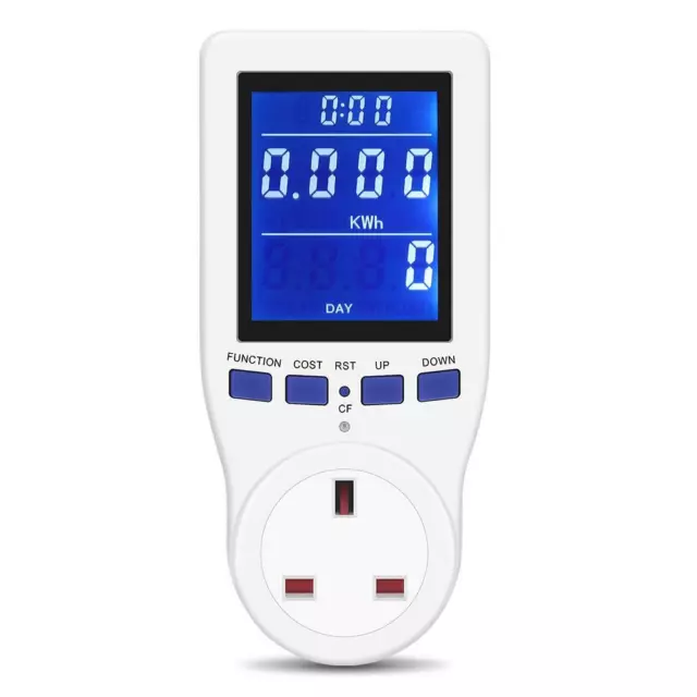 Plug Power Meter Energy Monitor Electricity Usage Volt Amps Watt kWh Consumption