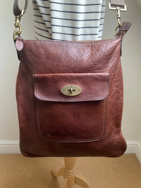 MULBERRY OAK BROWN leather Seth satchel shoulder crossbody bag