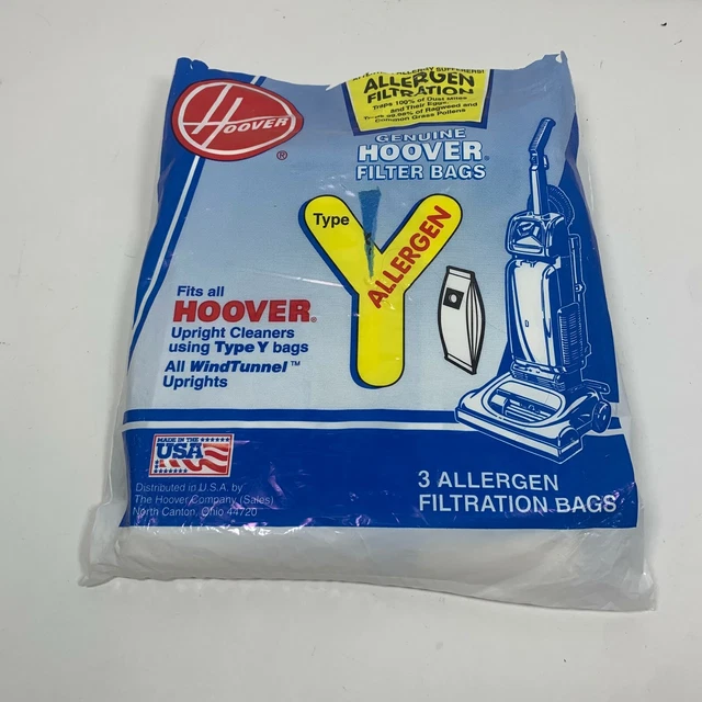 HOOVER VACUUM FILTRATION Bags Type Y Windtunnel Upright Open Packaging