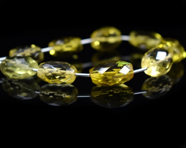 Natural A++ Lemon Quartz Faceted Nugget Shape Gemstone Beads 7" For Making Craft
