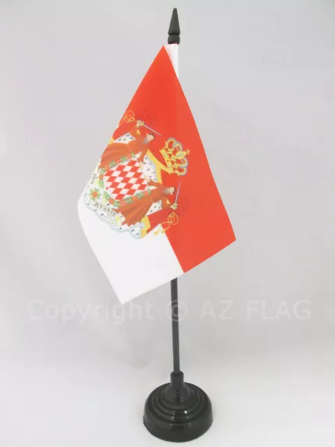 DRAPEAU DE TABLE MONACO AVEC ARMES 15x10cm - PETIT DRAPEAUX DE BUREAU MONÉGASQUE