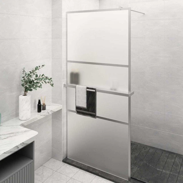 Mampara ducha con estante vidrio ESG y aluminio cromo 115x195cm vidaXL