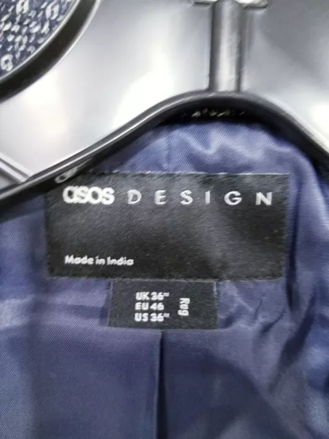 Asos Design Skinny Blazer With Micro Texture In Navy - 36" Reg 2