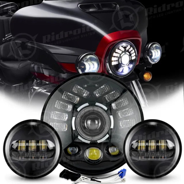 7" LED Headlight Passing Lights For Harley-Davidson Electra Glide Ultra Classic