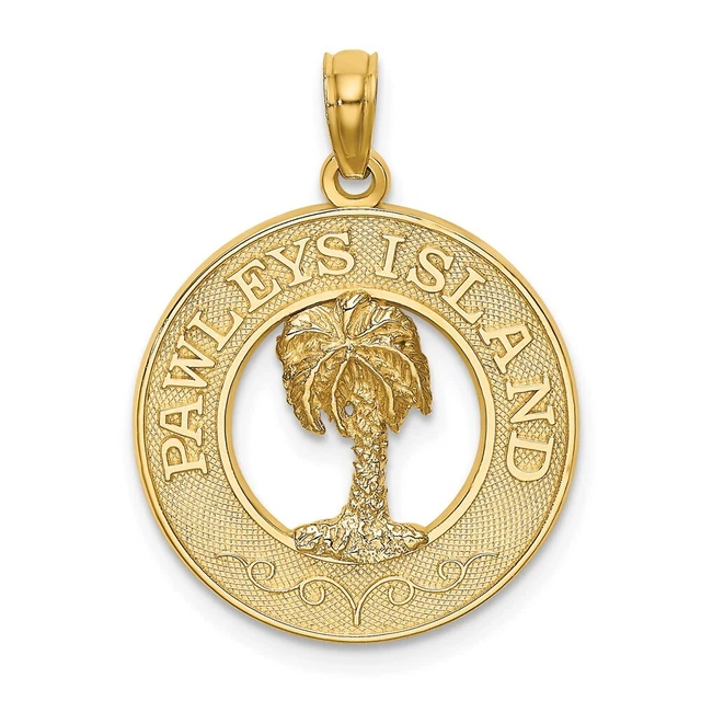 14K Yellow Gold PAWLEYS ISLAND Palm Tree Charm