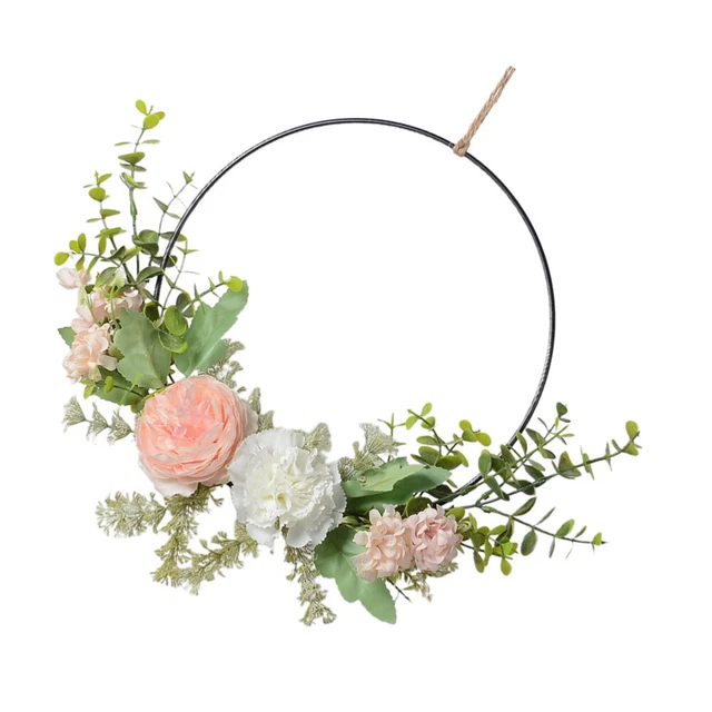 Couronne Funéraire Artificielle Belupai 50cm - Chrysanthèmes En Soie Blanc, Pour Cimetière Ou Décoration