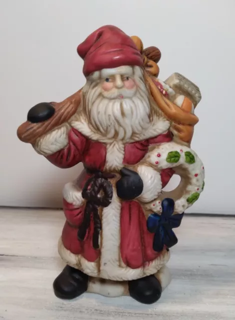 Vintage Enesco Hand Painted Bisque Father Christmas Santa Claus Figurine Sticker