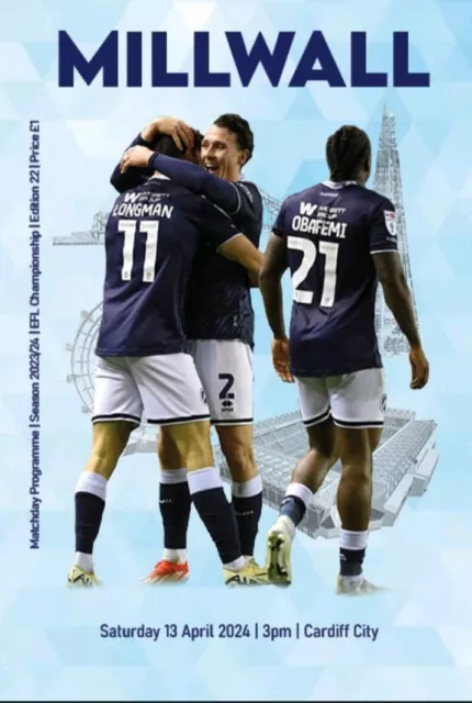 Millwall V Cardiff Football Programme 23/24