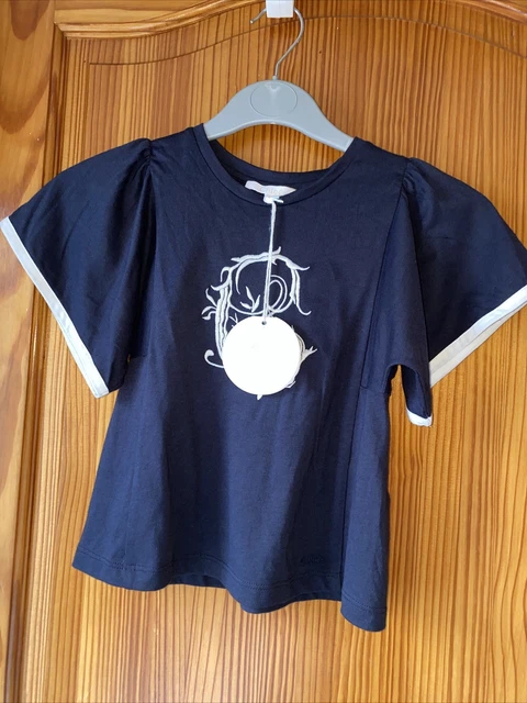T-shirt a maniche corte Chloe Designer ragazza età 4 anni nuove etichette blu navy