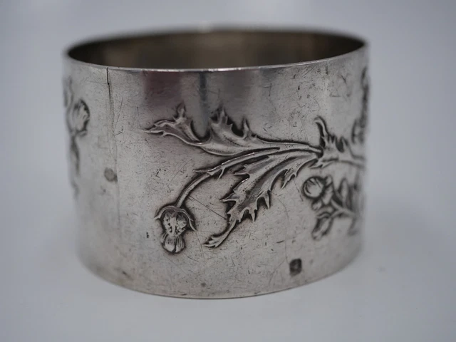 BEAU ROND DE SERVIETTE ARGENT MASSIF POINCON MINERVE INITIALES A.G