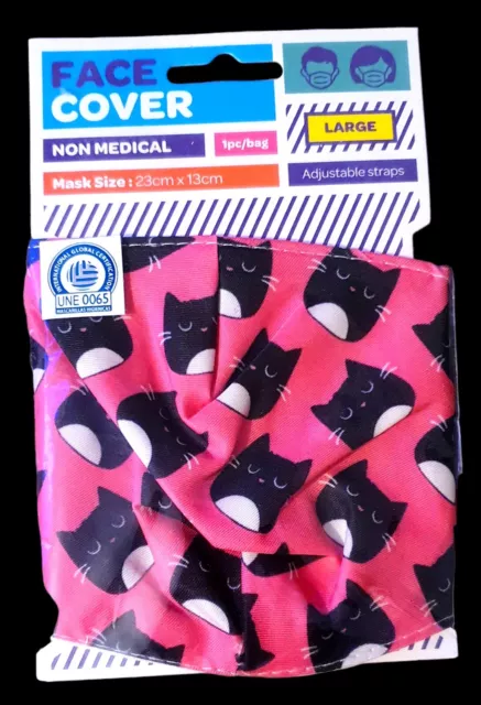Brandneu in Verpackung/rosa schwarz & weiß Katzengesichtsabdeckung - große (22 cm x 13 cm) verstellbare Riemen