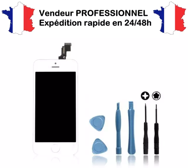 Ecran complet blanc pour iPhone 5S + kit outils + coque NEUF