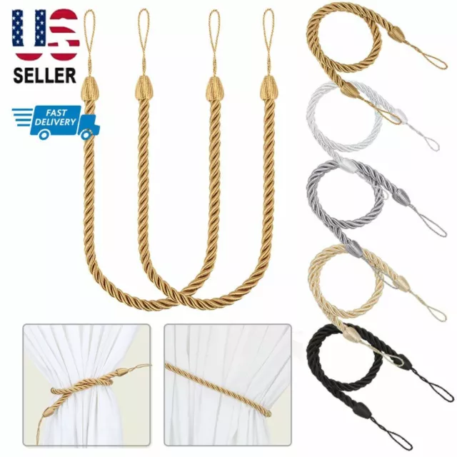 2/4X Curtain Rope Tie Backs Window Tieback Bandage Holdbacks Home Decor Handmade