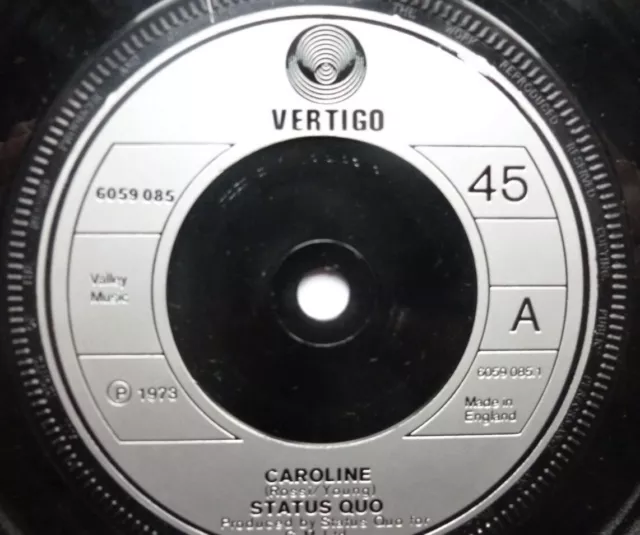 Status Quo Caroline 7" Vertigo 6059085 EX 1973 Caroline/Joanne