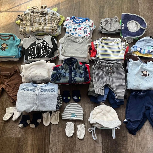 Huge Newborn Baby Boy Clothing Lot Pants Onsies Hats