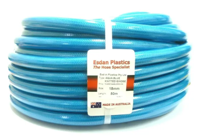 KNITTED BLUE PREMIUM GARDEN LAWN WATERING HOSE 18mm x 50m ANTI KINK PIPE GRASS