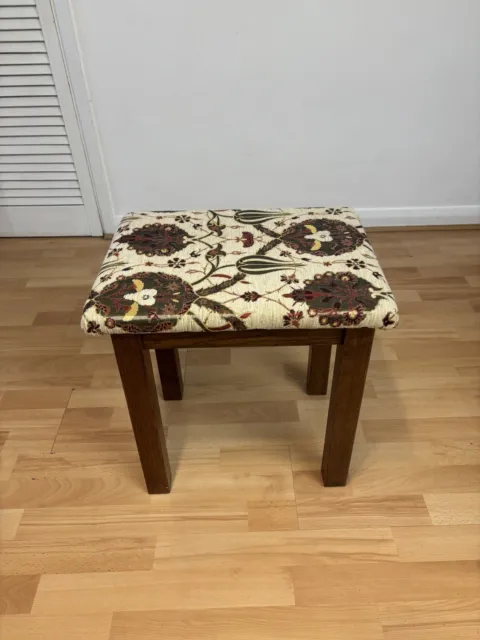 Taburete de piano vintage de madera de roble liso taburete asiento de taburete con diseño floral