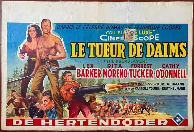 Affiche Belge LE TUEUR DE DAIMS Deerslayer LEX BARKER Rita Moreno 1957