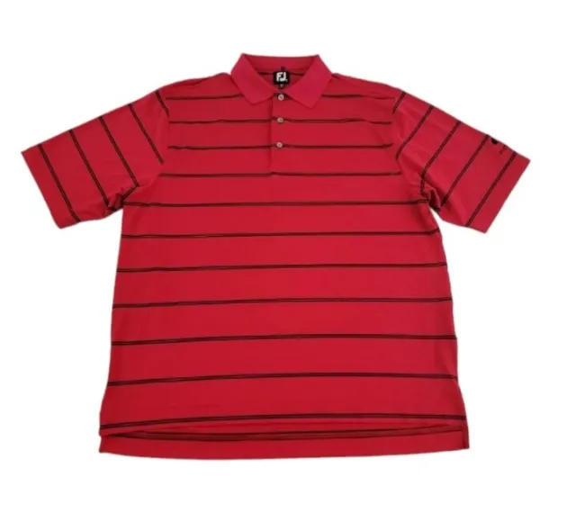 FOOTJOY WESTFIELD GOLF Polo Shirt S/S Mens Sz XL Red Black Stripe ...