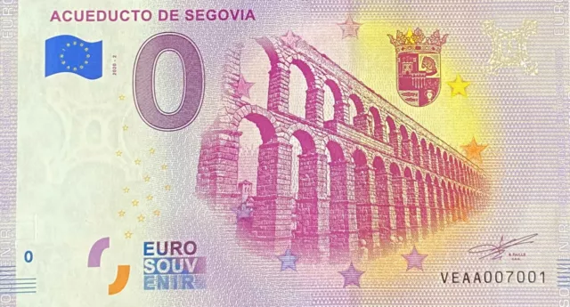 Billete 0 Euro Acueducto De Segovia España 2020 Número 7001