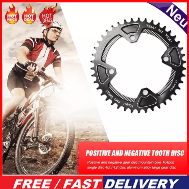 104BCD 40T/42T MTB Bike Narrow Wide Chainring Single Speed (Balck 42T)