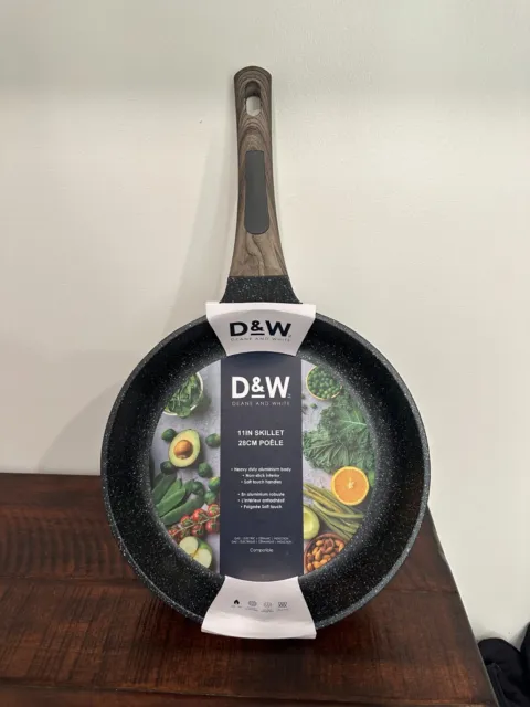 D&W Frying Pan Nonstick Skillet 11 inch Deane & White Cookware 2 Inch Deep  Black 