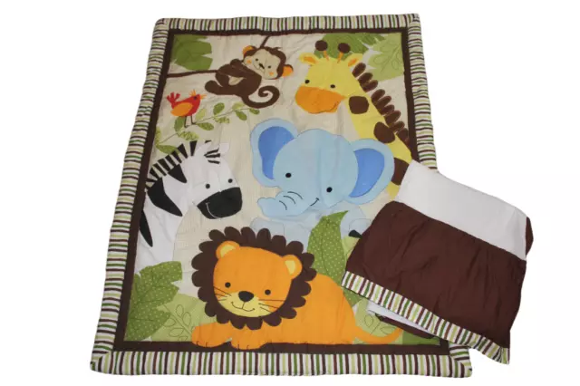 Bedtime Originals Safari Jungle Buddies Comforter Crib Skirt Bedding Set Baby